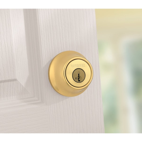 Weiser Lock Series Deadbolt, Brass, SmartKey Keyway, ReKey Technology